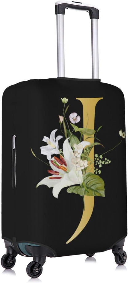 Decorative J Suitcase Protectors Elastic Washable Luggage Covers With Concealed Zippers For 18-32 Inch Luggage (Size S: Fits 18-21 Inch)