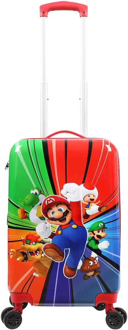 Bioworld Super Mario Bros Character Group Art 20" Rolling Carry On Luggage