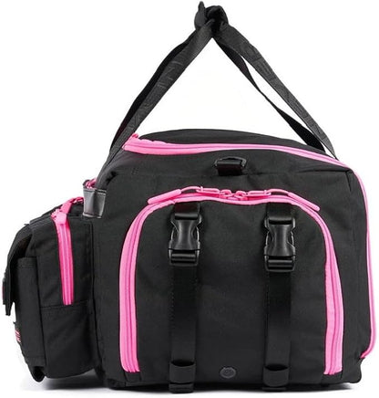 WOLFpak Ultimate 40L Gym & Travel Duffle Bag | Heavy-Duty Gear Bag w/Durable Waterproof 1000D Oxford Material | Hard Shell Base, Laptop Sleeve, Custom Patch Options | (Black Neon Pink)