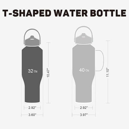 Insulated Water Bottle 32oz with Straw/Spout Lids, Stainless Steel Water Bottles Keep Cold 24h&Hot 12h, Metal Water Bottle with Straw that Fits in Cup Holder, Water Bottle Leak-proof,BPA Free