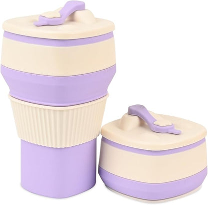 Collapsible Silicone Cup, Safe & Portable, for Hot & Cold Drinks, 18.6 oz (550 ml) - Travel, Camping, Office, and More – Lavender
