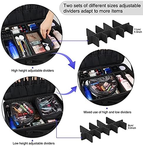 Extra-large Makeup Case, a Must for Double-layer Travel, a Storage Case for Professional Makeup Artists to Put Cosmetics, with Adjustable Partitions and Support