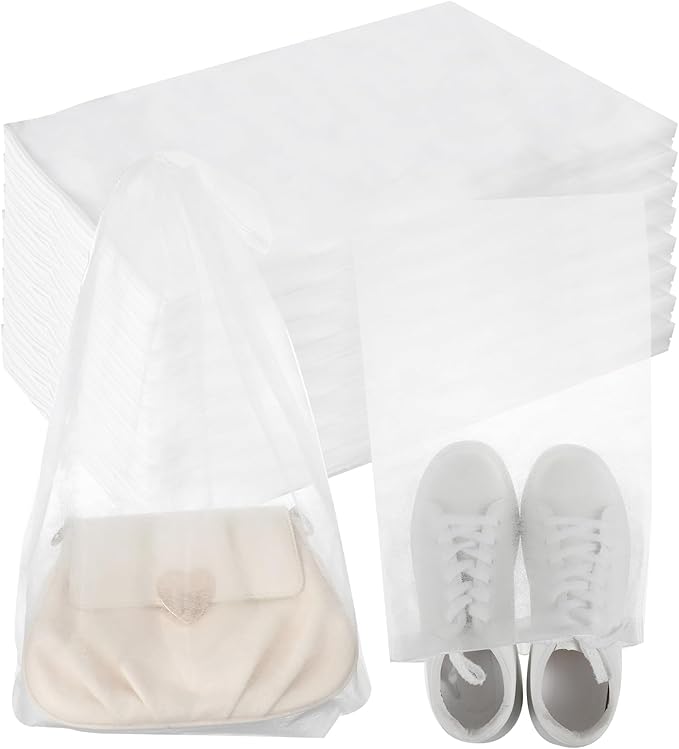 200 Pcs Non Woven Dust Bags, Dust Proof Shoe Bag For Storing Shoes, Boots, Drawstring Storage Bag For Purses, Handbags, Breathable Dust Bag With Rope, Portable Storage Organizer, White
