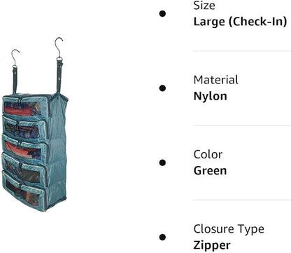 Pack Gear Hanging Suitcase Organizer - Our Large Hanging Luggage Organizer Fits Any Suitcase - Our Packing Cubes For Travel Uses Mesh Windows to Make it Easy to Find your Clothes (Green, L)