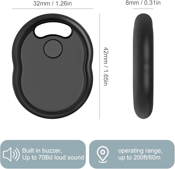 Find My - Keys Finder Locator with Sound, 4 Pack Air Tracker Smart Tag Through [Apple MFi Certified] (iOS Only), Bluetooth Tracker for Apple Find My, for Key, Bags, Luggage, Pet, Wallet