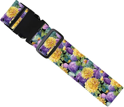 2PC,Cactus Flower Luggage Strap 1.97 x 70.84 inch Purple Green Yellow Botanical Design Adjustable Suitcase Belt Durable Nylon Baggage Identifier for Nature Travel Lovers
