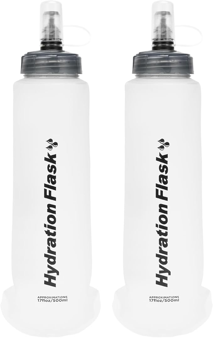 TRIWONDER TPU Collapsible Flask BPA-Free Soft Folding Water Bottles for Hydration Pack - Ideal for Running Hiking Cycling Climbing (500ml/16.9oz - White - Pack of 2)