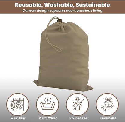 LFH Cotton Rich Shoe Storage Bags with Drawstring, Dustproof Breathable Reusable Organizer, Perfect For Travel, Dorm, Hotel, College, Gym, Easy to Carry Machine Washable 12"x17" (Pack of 2) - Chambray