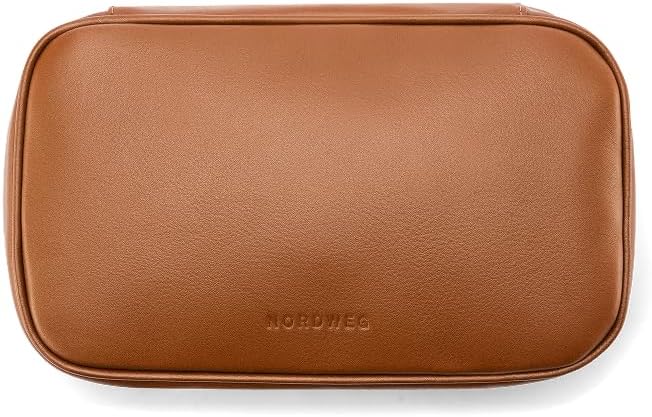 Nordweg Leather Tech Organizer NWA05 – Handcrafted Full-Grain Travel Case for Cables, Chargers & Accessories – Premium Leather Pouch for Work, Travel – Ideal Gift for Men & Women - Caramel