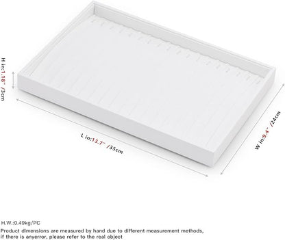 Oirlv Premium White Leather Stackable Jewelry Tray 18 Gird Necklace Bracelet Organizer Showcase Necklace Display Tray