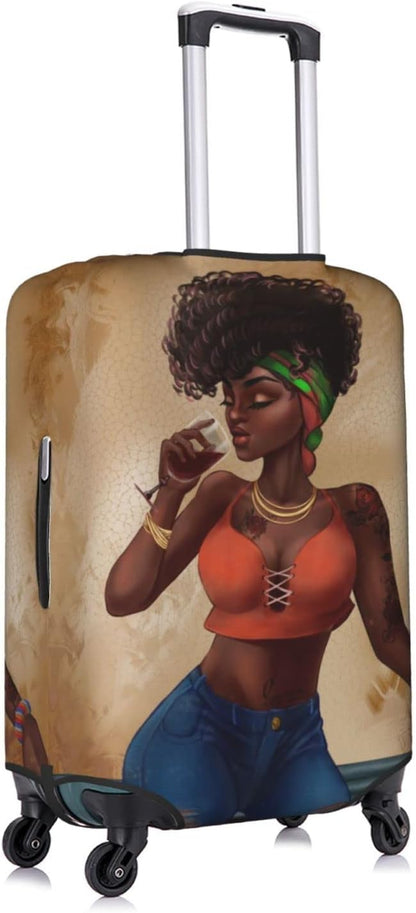 Luggage cover protector luggage cover for Suitcase Washable Suitcase Protector Anti-scratch Suitcase cover Small African American Afro Black Girl