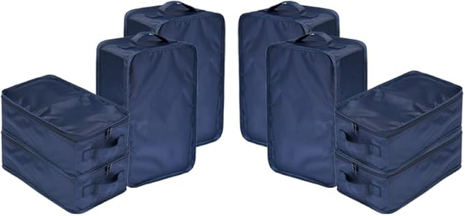 Travel Shoe Bags, Foldable Waterproof Shoe Pouches Organizer-Double Layer (8 Navy Shoe Bags)