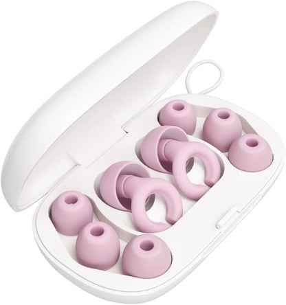 Hush Hoops Ear Plugs, Ultra-Soft Reusable Silicone Plugs with Horseshoe Shape for Comfort, Designed for Sleep and Sound Suppression, 17dB (NRR) Noise Reduction Rating, Pink, 1 Pair with Travel Case