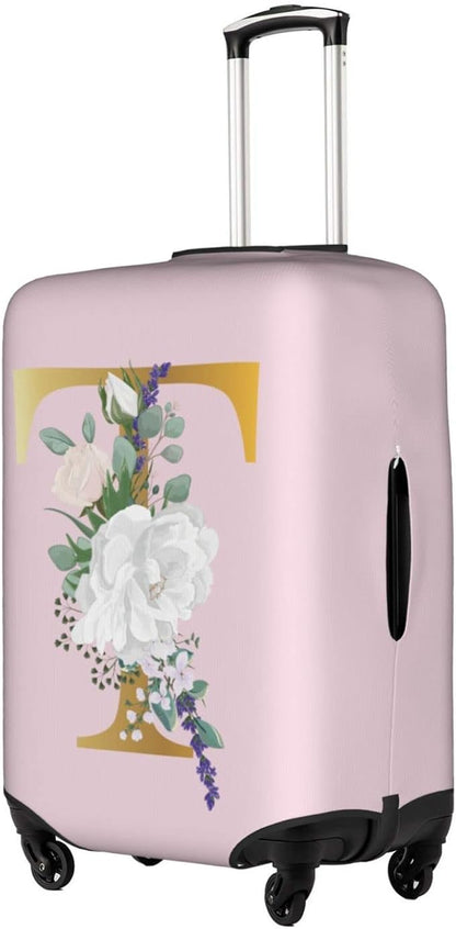 Flower Lette T Pink Luggage Cover Elastic Washable Stretch Suitcase Protector Anti-Scratch Travel Suitcase Cover for Kid and Adult XL (29-32 inch suitcase)