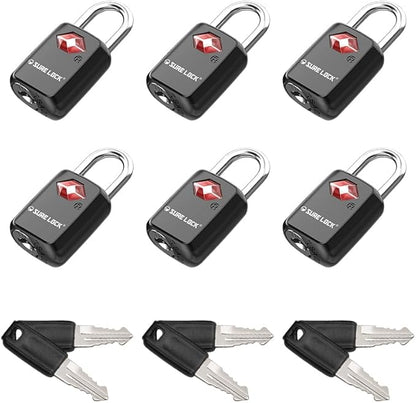 Sure Lock TSA Approved Luggage Locks Mini Size Lock with Keys for Travel, Zinc Alloy Body with Steel Shackle, Key Alike, Key Alike in The Same Package