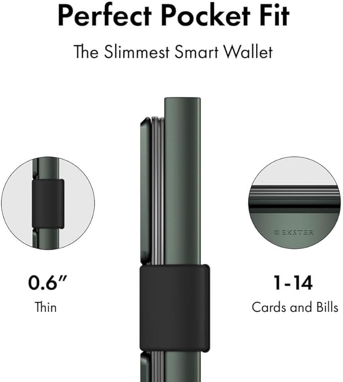 Ekster - Aluminum Cardholder Pro Wallet - All-Metal Aluminum Wallet for Men - Fits 7 Cards, RFID Blocking Layer, Ultra-Thin, Minimalist, Push Button, Card Access, Expandable, Trackable (Forest Green)