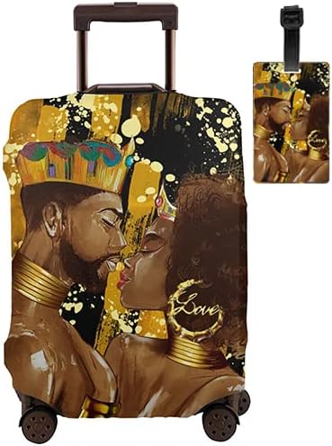 Travel Suitcase Protector African Queen And King Black Crown Elastic Protective Washable Luggage Cover With Concealed Zipper Suitable For Small