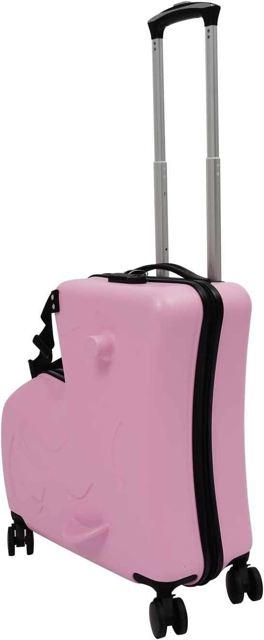 20" Children's Ride-on Trolley,Portable Kid's Ride-on Travel Suitcase with Wheels,Carry On Trolley Luggage for Kids Fun