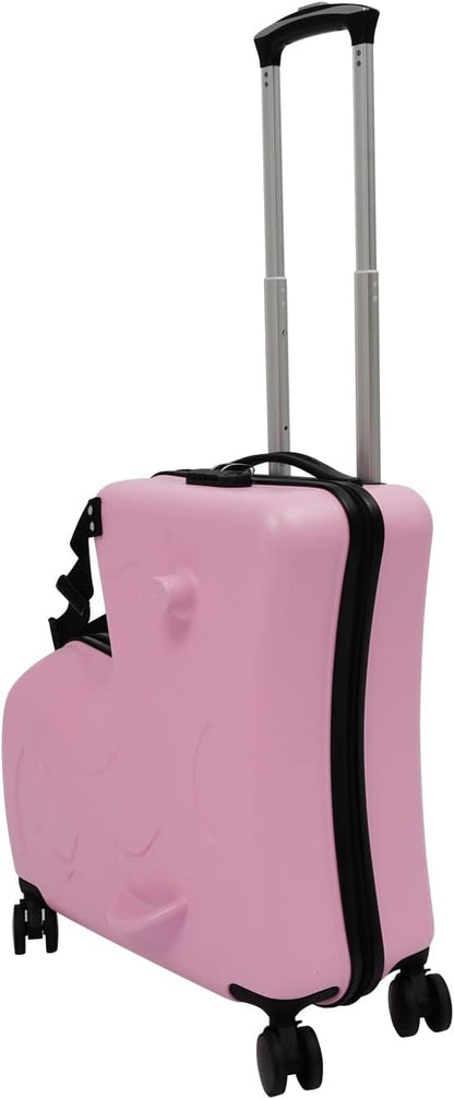 20" Children's Ride-on Trolley,Portable Kid's Ride-on Travel Suitcase with Wheels,Carry On Trolley Luggage for Kids Fun