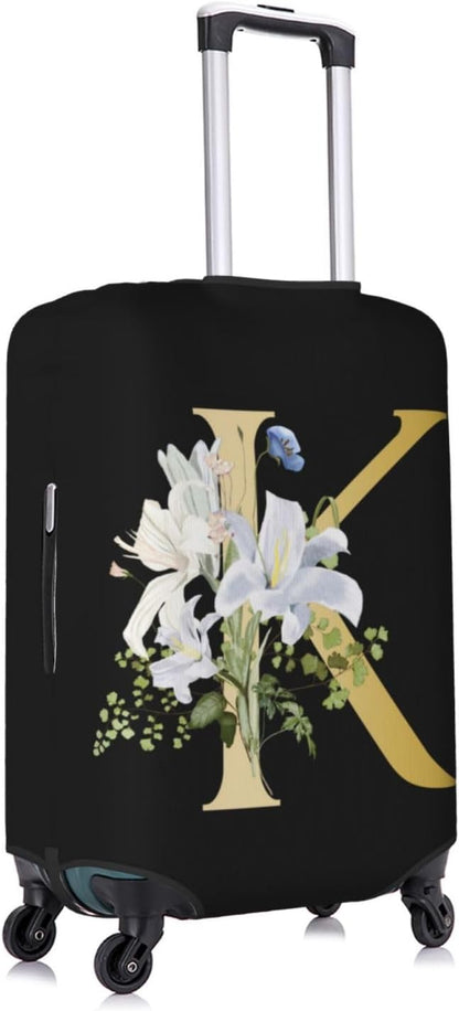 Decorative K Suitcase Protectors Elastic Washable Luggage Covers With Concealed Zippers For 18-32 Inch Luggage (Size L: Fits 25-28 Inch)