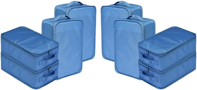 Travel Shoe Bags, Foldable Waterproof Shoe Pouches Organizer-Double Layer (8 Seablue Shoe Bags)
