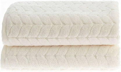 BAGNO MILANO Turkish Cotton Ultra-Soft Plush Absorbent Quick Dry Bathroom Towel Set, Made in Turkey (Cream, 2 pcs Bath Towel Set)