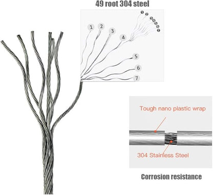 BESy Retractable Clothesline ABS case+Aluminum Dryer with Adjustable Stainless Steel Double Rope String Hotel Style Heavy Duty,Wall Mounted Method, 13.8 Feets,White