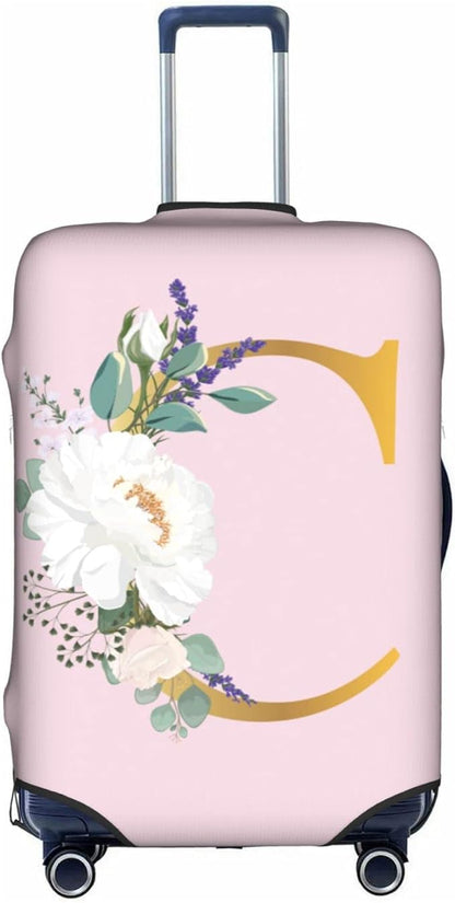 Flower Lette C Pink Luggage Cover Elastic Washable Stretch Suitcase Protector Anti-Scratch Travel Suitcase Cover for Kid and Adult M (22-24 inch suitcase)