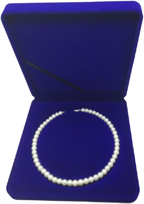 Jewelry Set Velvet Box Necklace Earring Ring Necklace Bracelet Gift Display Case Wedding Jewelry Storage Holder (Royal Blue for Pearl Necklace)