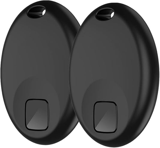 Bluetooth Air Tracker Tags Works with Apple Find My APP (iOS 14.5 Above Only), Smart Tag Item Finders for Key, Luggage, Backpack and More, IP67 Waterproof Tracking Tags (Black, 2 Pack)