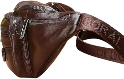 Leather Fanny Pack Mens Genuine Leather Waist Bag Sport Travel Hiking
