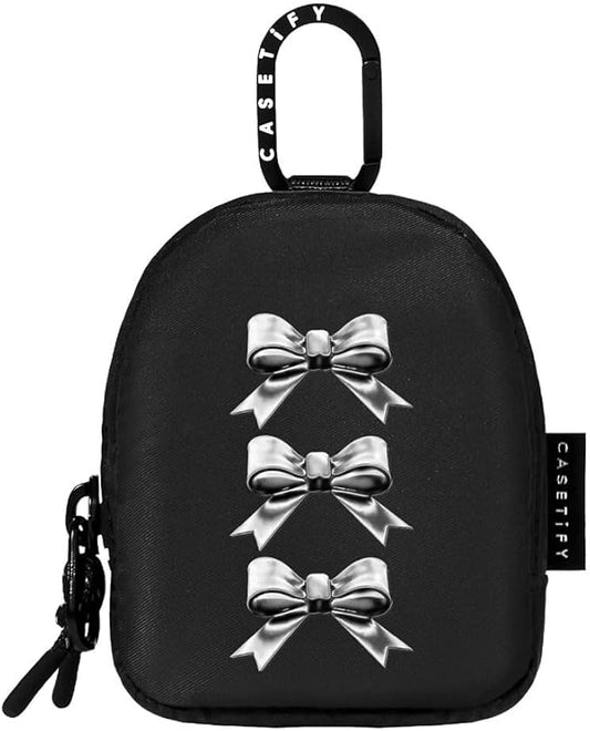 CASETiFY Earbuds Pouch - Chrome Bows - Black