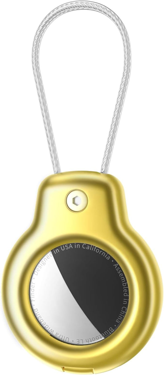 SPGUARD for AirTag Holder Metal Case with Keychain Full Protective Air Tag Cover for Apple Air TagHolder with Wire Cable Luggage Lock Keyring Key Chain Accessories for GPS Item Tracker for Kids