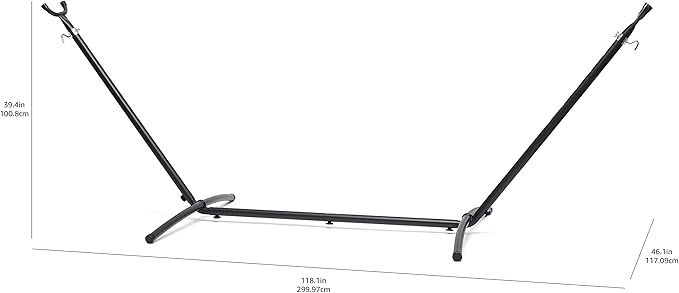Amazon Basics 2 Person Heavy Duty Hammock Stand for Outside, Includes Portable Carrying Case, 9 foot, Black