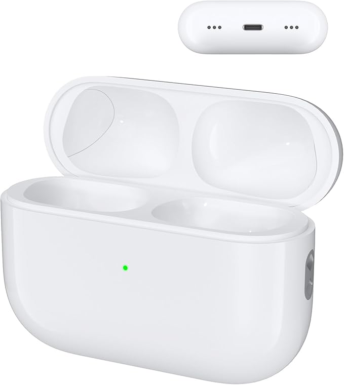 Wireless Charging Case for AirPods Pro 2nd & 1st Generation, Replacement Case Lightning Port Compatible with AirPods 1 2 Gen, Bluetooth Sync Button, Fast Pairing with Audio Alerts (No Earbuds)