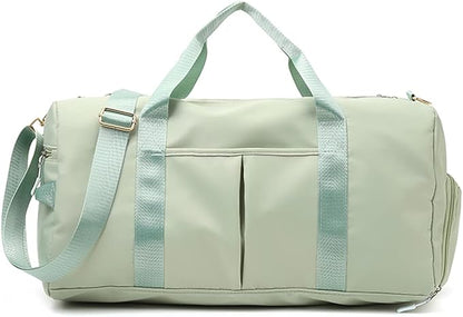 ZUEVI Sports Gym Duffel Bag for Women Waterproof Weekender Travel Bag with Shoes Compartment Dry and Wet Separation for Training Swim Yoga(Green)