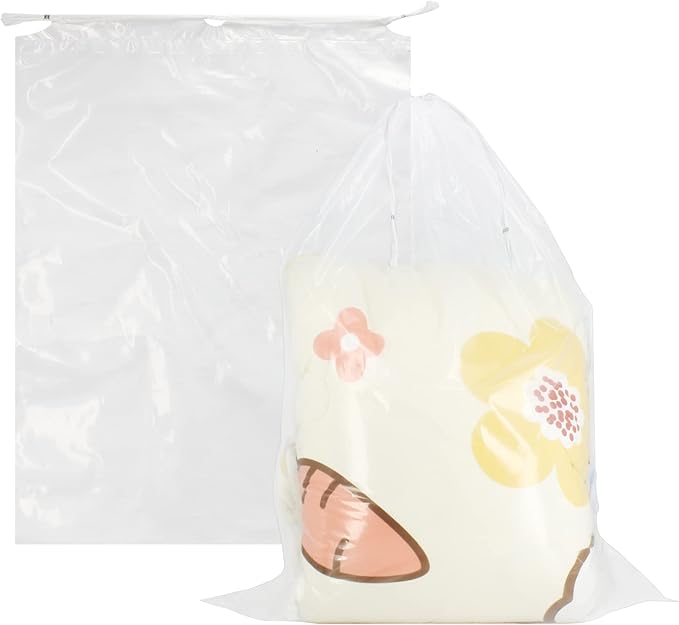 100 Pack 18x24 inch Transparent Shoe Bags for Travel Large Clear Shoes Storage Organizers Pouch with Cotton Draw Strings Shoe Dust Bags