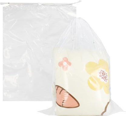 100 Pack 18x24 inch Transparent Shoe Bags for Travel Large Clear Shoes Storage Organizers Pouch with Cotton Draw Strings Shoe Dust Bags