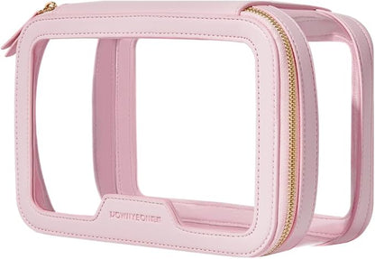ROWNYEON Clear Makeup Case Toiletry Bag Multipurpose Travel Makeup Train Case Portable Cosmetic Organizer Transparent Storage Bag