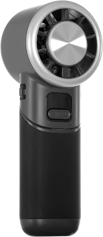 Portable Handheld Turbo Fan with Ice Cooler, 5-Speed Strong Wind, 10H Cooling Time, Rechargeable Foldable Mini Fan, LED Display, Small Powerful Personal Fans for Travel, Outdoor, Office, Black