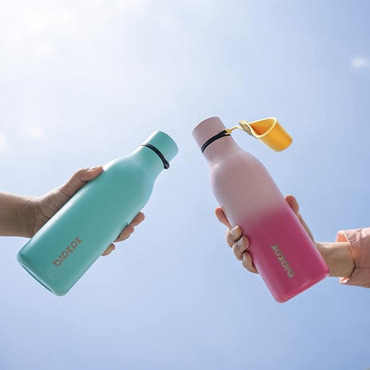 BJPKPK Insulated Water Bottles, 18 oz Stainless Steel Metal Water Bottle with Strap, BPA Free Leak Proof Jugs, Mugs, Flasks, Reusable Thermal Flasks for Sports & Travel, Turquoise