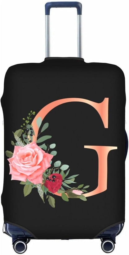 Floral Letter G Travel Luggage Cover Spandex Suitcase Protector Elastic Washable Stretch Suitcase Cover Fits 29-32 Inch Luggage