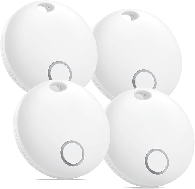 Air Tracker 4 Pack, Smart Bluetooth Tracker Works with Apple Find My (iOS Only), Item Finder Locator for Keys, Luggage, Backpack, IP67 Waterproof, White