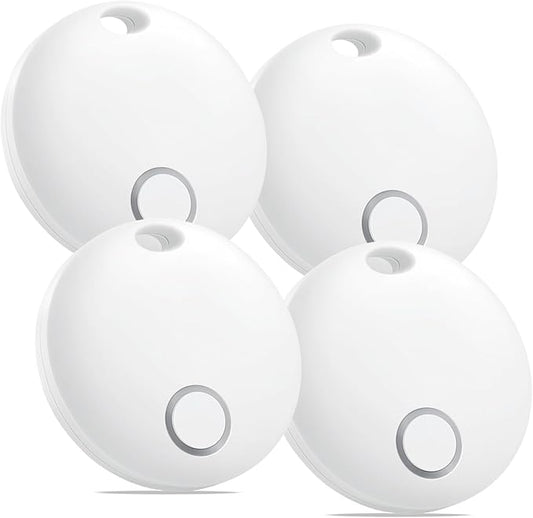 Air Tracker 4 Pack, Smart Bluetooth Tracker Works with Apple Find My (iOS Only), Item Finder Locator for Keys, Luggage, Backpack, IP67 Waterproof, White