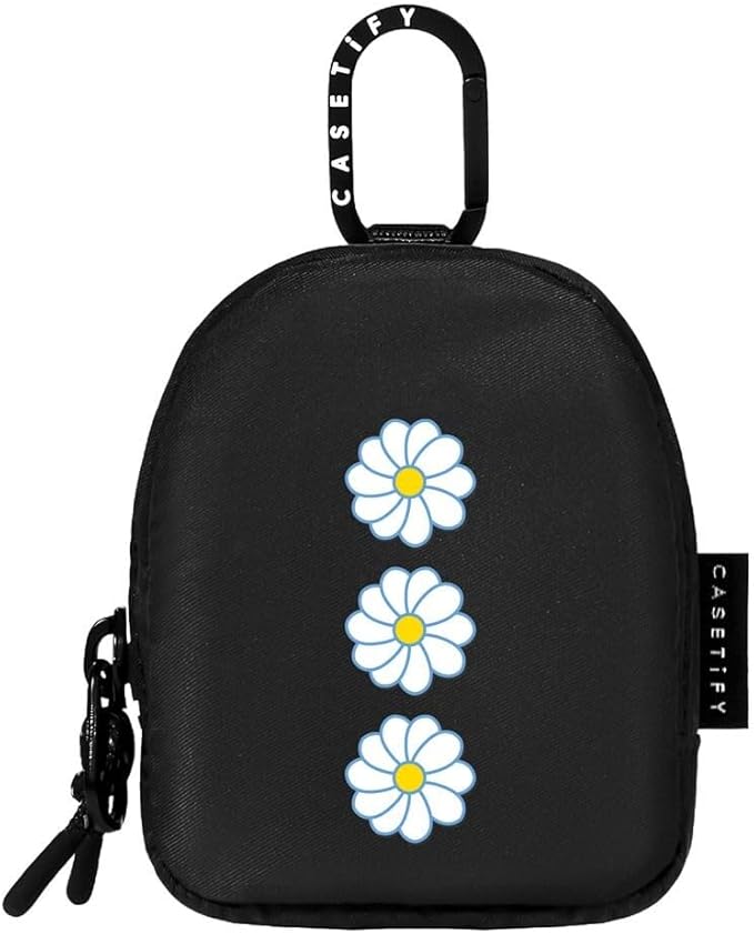 CASETiFY Earbuds Pouch - Daisies - Black
