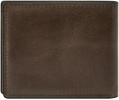 Fossil Men's Derrick RFID-Blocking Leather Bifold Wallet with Flip ID Window for Men