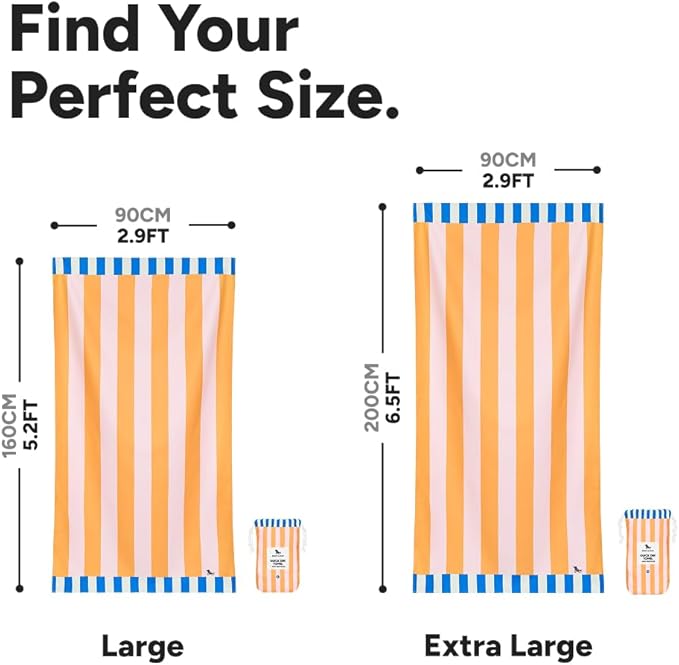 Dock & Bay Beach Towel - Quick Dry, Sand Free - Compact, Lightweight - 100% Recycled - Includes Bag - Mellow Yellow - Large (160x90cm, 63x35)