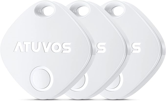 ATUVOS Air Tracker Tags-3 Pack, Bluetooth Luggage Tracker Works with Apple Find My APP (iOS Only, Not for Android), Keys Finder and Item Locator for Luggage, Backpack, Suitcases, Replaceable Battery