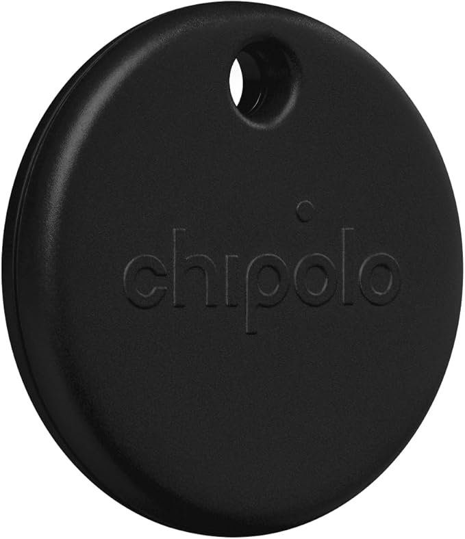 Chipolo POP Tracker Tag - Colorful, Compatible, Loud Bluetooth Tracker with Call Your Phone & Out of Range Alert, Works with Apple Find My or Google's Find My Device (Black)