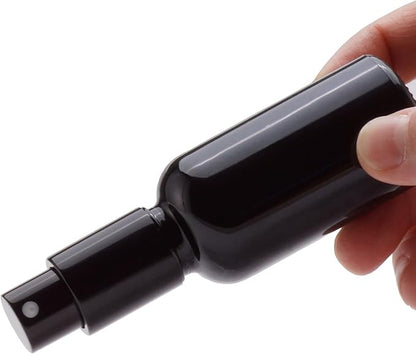 YIZHAO Black Glass Spray Bottles 1oz, with Small Fine Mist Spray, Metal Cap, Refillable for Essential Oil,Travel,Cleaning,Perfume,Aromatherapy,Makeup – 24 Pcs